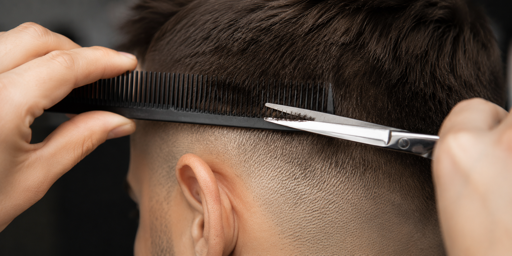 mens haircut styling closeup