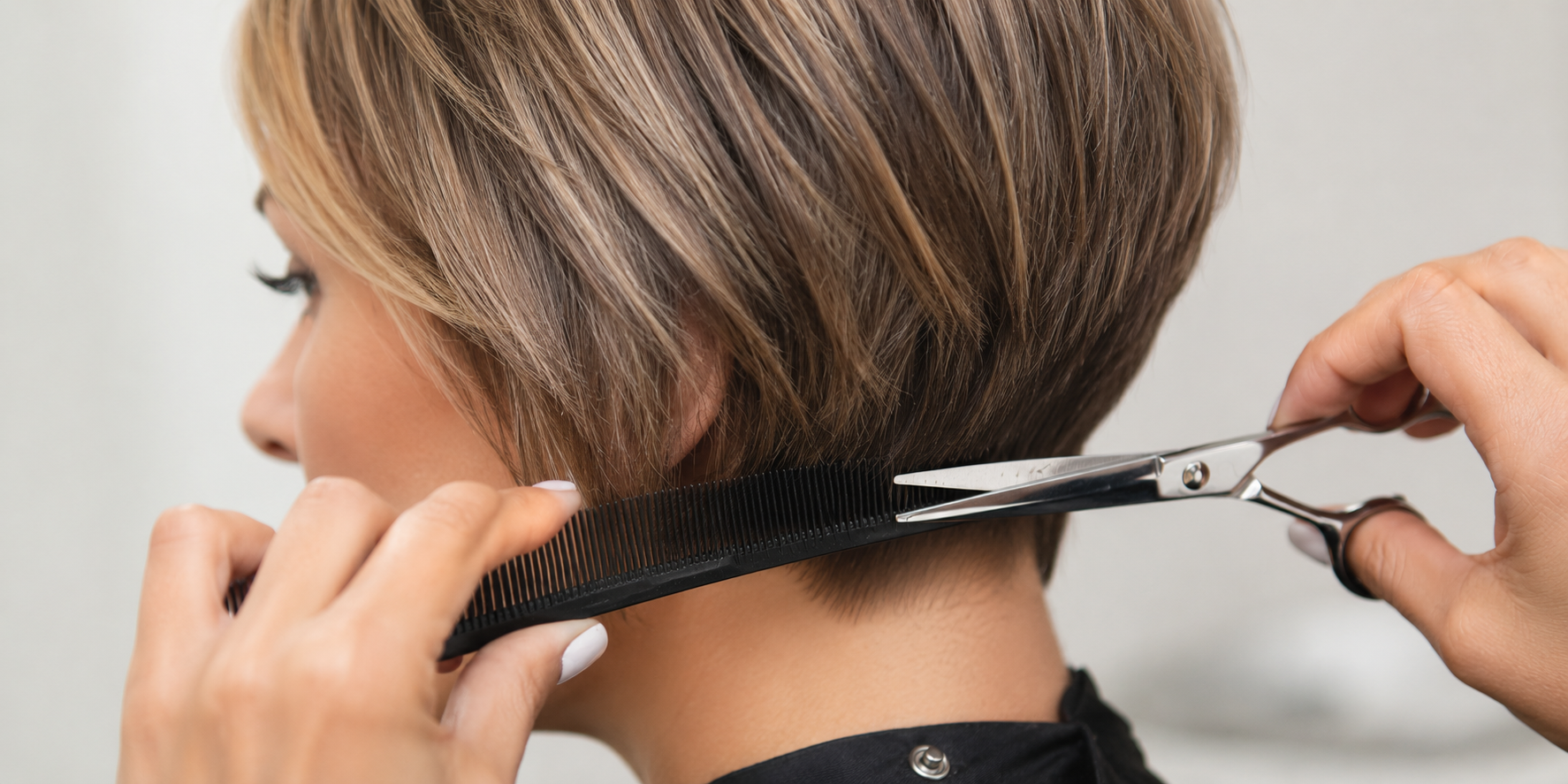 finished short haircut with modern salon styling